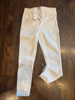 Agolde White Skinny Jeans with Raw Hem